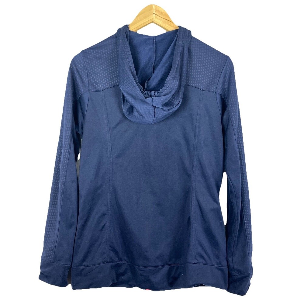 Navy Pink Zip Hoodie Athletic Lightweight Jacket Women M - Picture 10 of 10